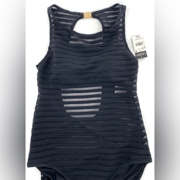 LAUREN Ralph Lauren Ottoman Mesh High Neck One-Piece Swimsuit - Picture 5 of 8